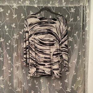 JM Collection Cream Graphic Blouse Relaxed Fit